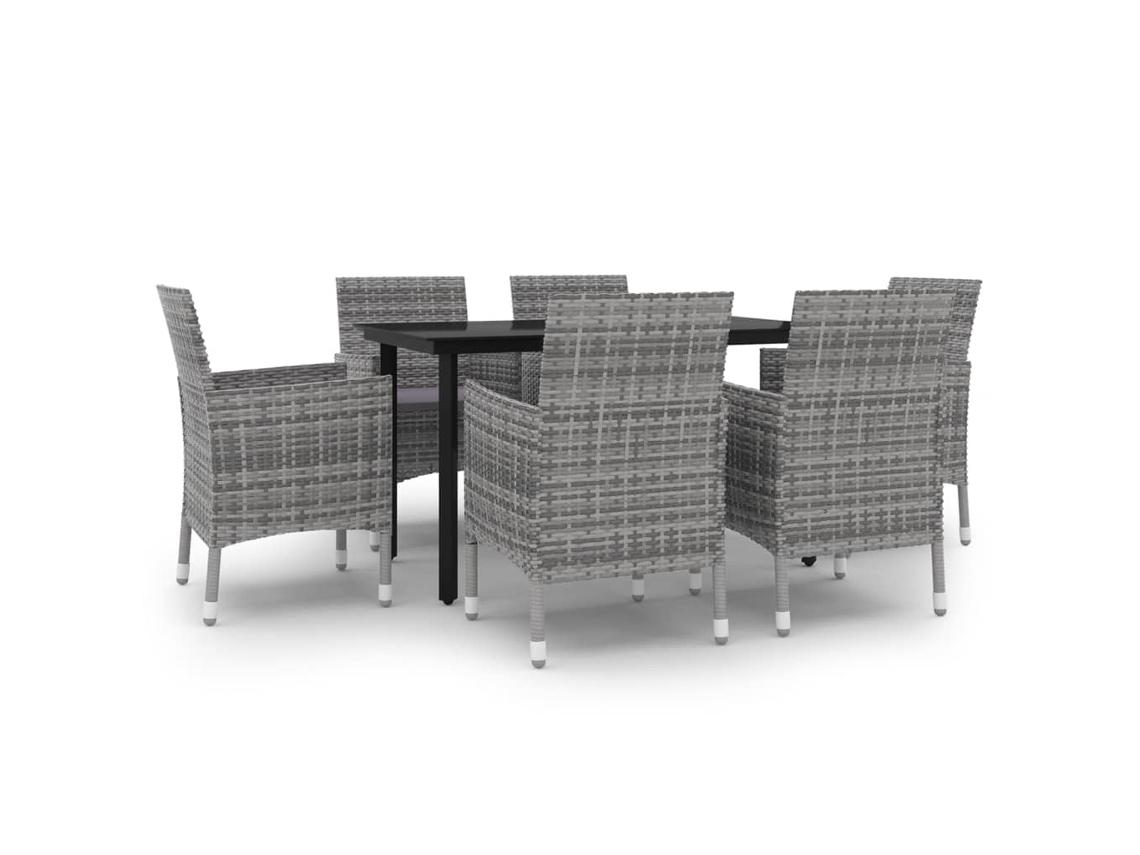 Maison Exclusive - Set Comedor De Jardín 7 Pzas Y Cojines Ratán Sintético Y Vidrio