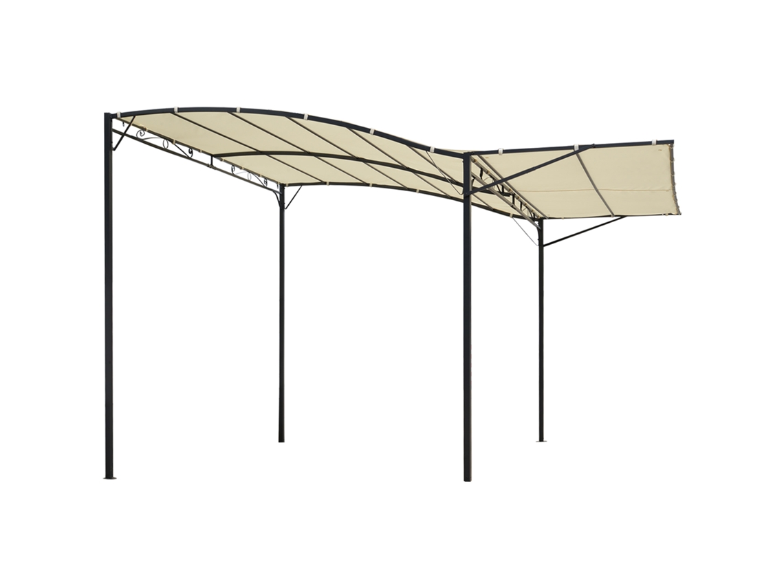 Toldo Lateral Plegable Para Jardín, Resistente A Los Rayos Uv, De Acero Y Poliéster, Color Blanco Crema.