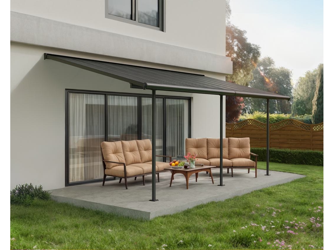 CANOPIA Capri Pérgola Cubierta para Terraza de Aluminio 3X6,2 m Gris