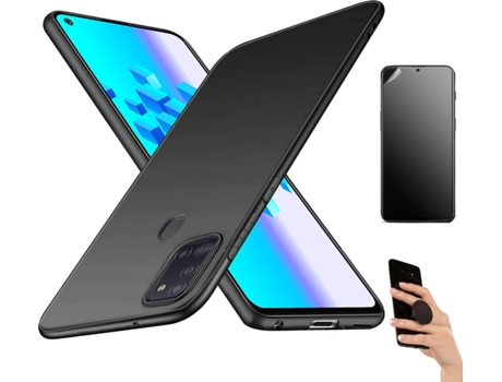 Kit Carcasa Y Protector Oppo A53 Ultimatte Turtleshell Y Popsocket Negro