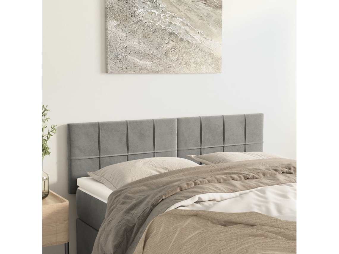 Cabeceros 2 Unidades Terciopelo Gris Claro 72x5x78/88 Cm