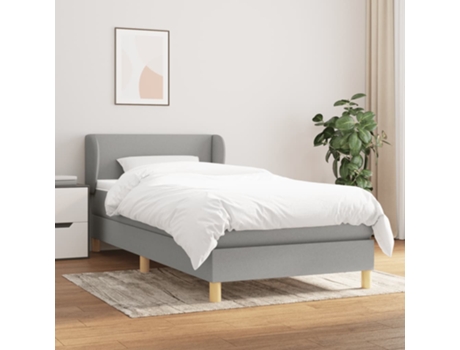 vidaXL Cama con somier y colchón 90x190 cm tela gris claro