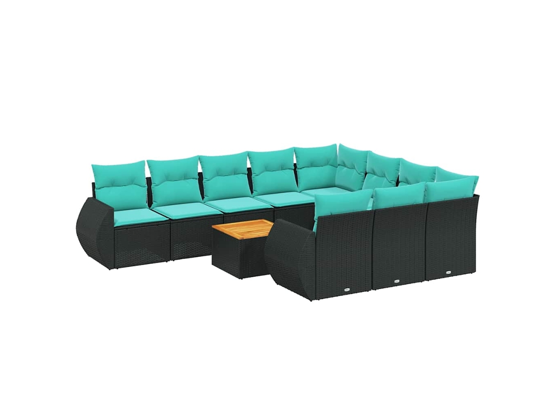 Maison Exclusive - Conjunto De Sofá De Jardín De 11 Piezas Con Cojines, De Poliratán Negro