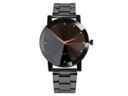 Reloj De Cuarzo Con Correa De Acero Casual Simples Con Piedras Strass Zhoulianfa (negro)