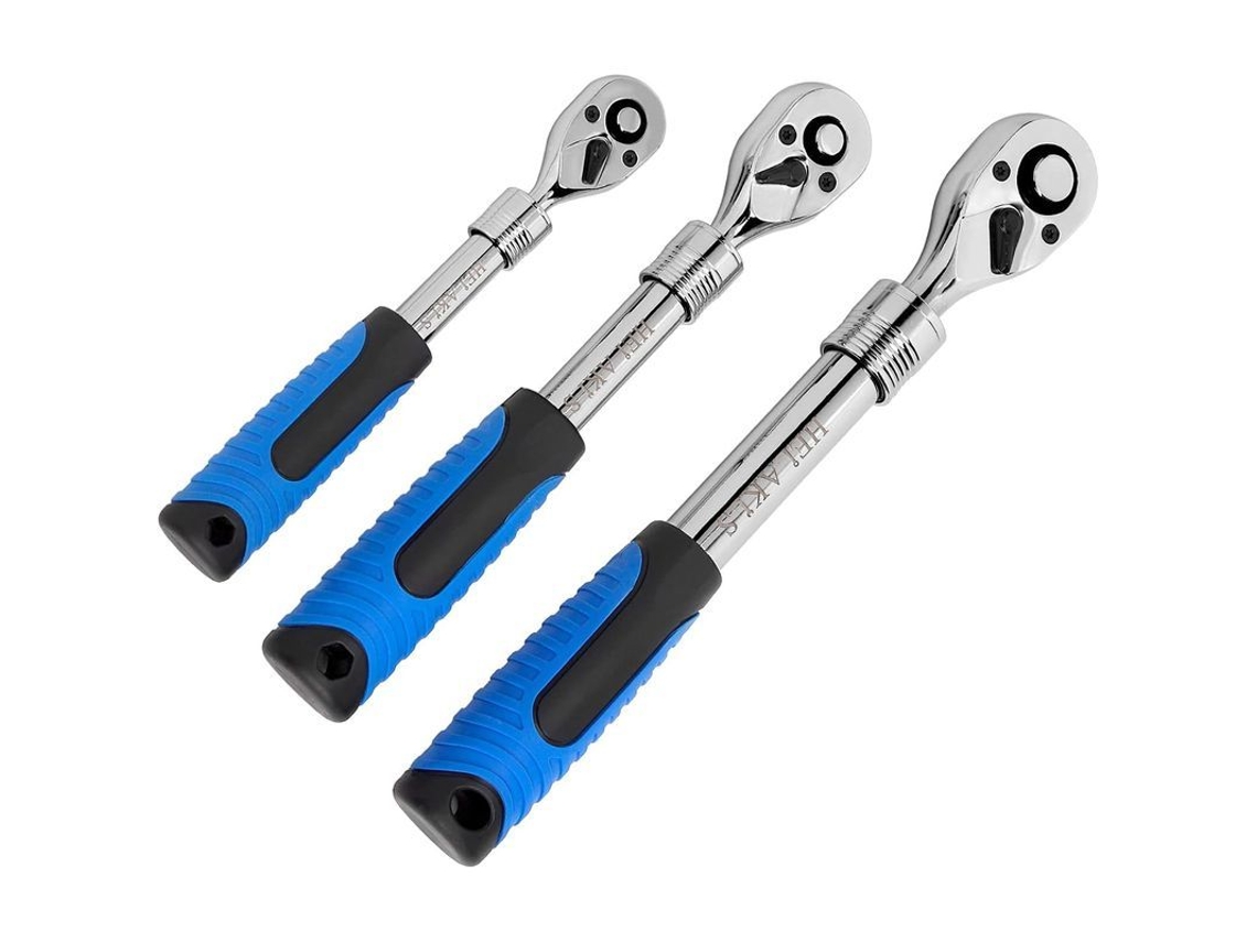 Llave Inglesa Extensible De 3 Piezas Con Mango De Goma Antiderrame Y Accionamiento Reversible Para Mecánicos De Automóviles.