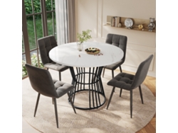 Mesa De Comedor De Cocina Blanca (1 Pieza), Estructura De Metal Resistente.