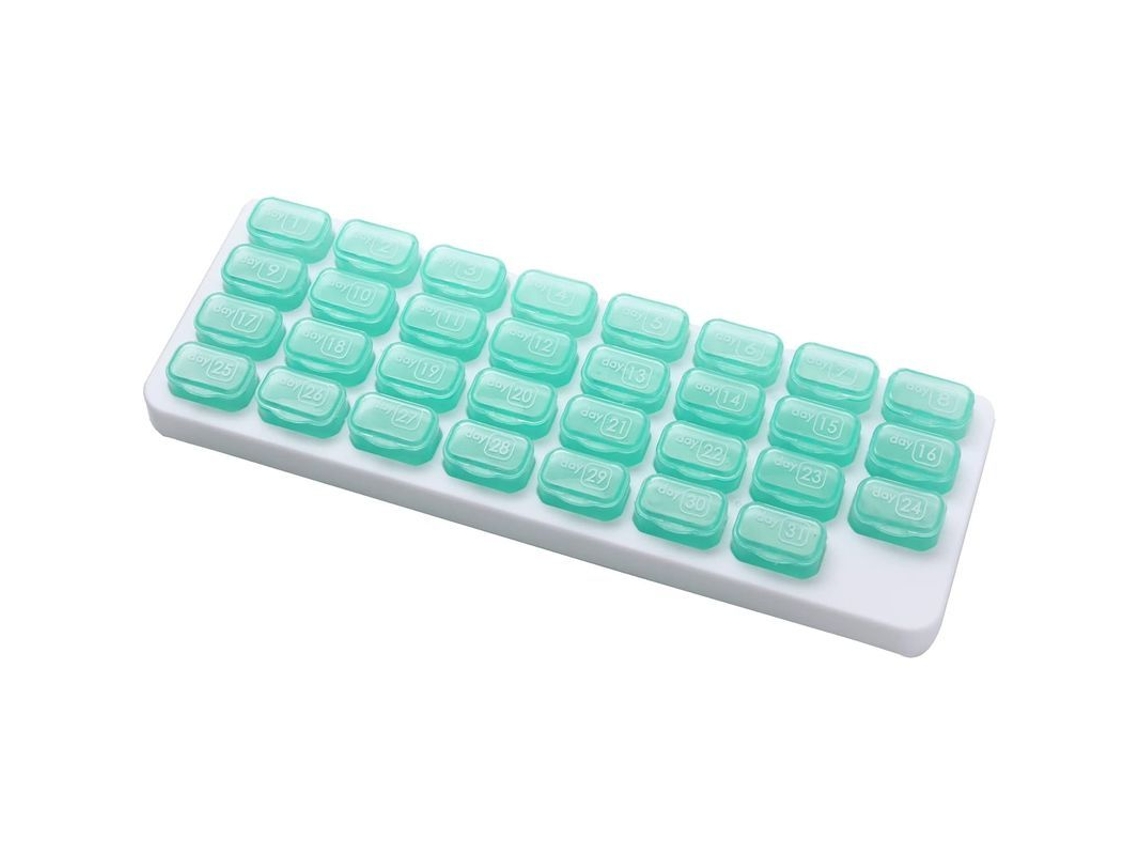 Organizador Mensual De Pastillas Con 31 Compartimentos Para Medicamentos Y Vitaminas.