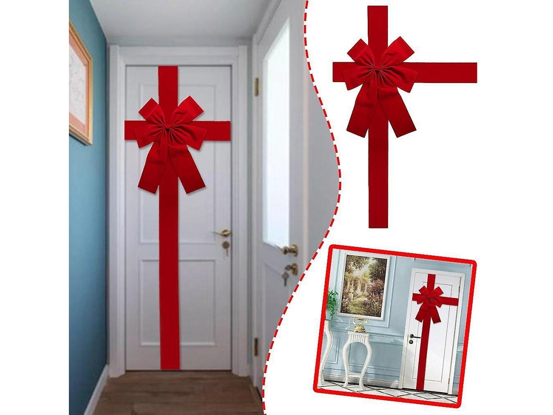 Lazo Rojo Grande Para Puerta De Gabinete De Navidad Cinta De Arbol De Navidad Como Se Muestra