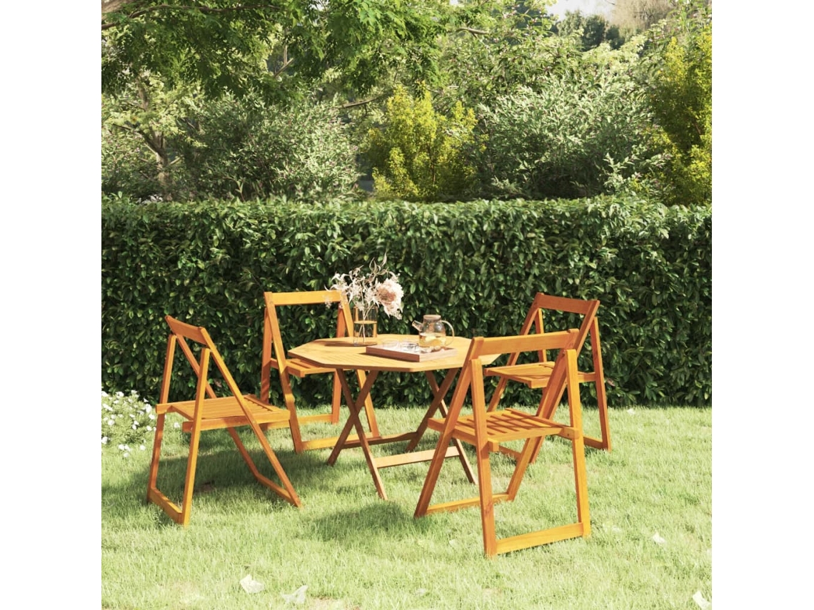 Sillas de jardín plegables (4 unidades), madera maciza de acacia, DKD HOME DECOR