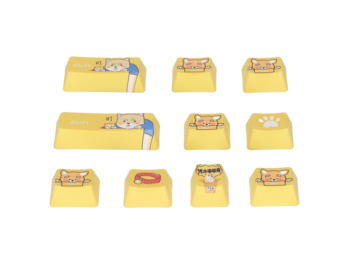 10pcs Keycaps Pbt Personalizados Sublimação Vibrante Estilo Cachorro Para Teclado Mecânico Diy Resistente Ao Desgaste