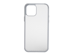 Elegante Funda Plateada Para Iphone 12/12 Pro Con Textura De Fibra Y Marco Metálico, Protección Completa.