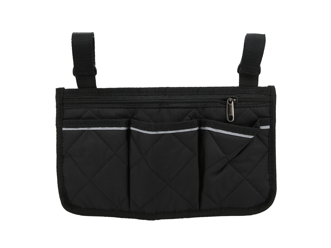 Bolsa De Almacenamiento Multibolsillo Con Barra Lateral Portátil Y Franja Reflectiva Negro