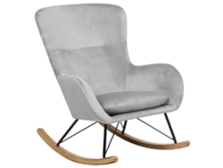 Silla mecedora BELIANI Ellan de Terciopelo Gris 71x90x97