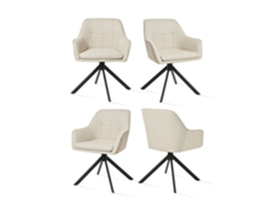 Sillas De Comedor Goeurvant 1437(pack De 4, Beige, Tela)