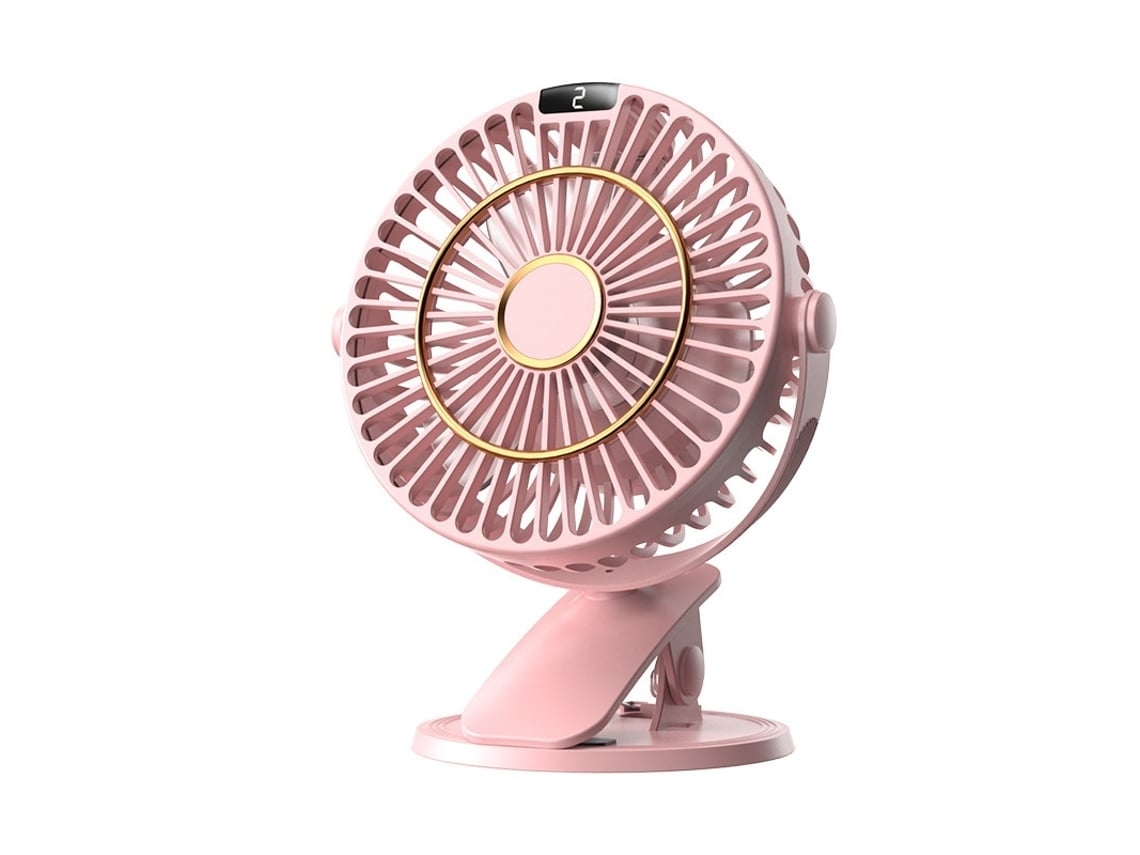 Ventilador de escritorio mini USB portátil recargable con clip de 5 velocidades y pantalla LED. Ventilador de mesa Gusshious.