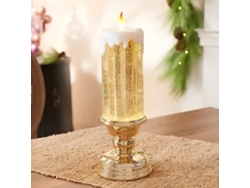 Velas Navideñas Led Giratorias E Intermitentes, Resistentes Al Agua, Recargables Mediante Usb, Sin Llama Y Con Base Dorada.
