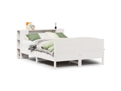 Cama VIDAXL con estante de madera de pino blanco (120x190 cm)
