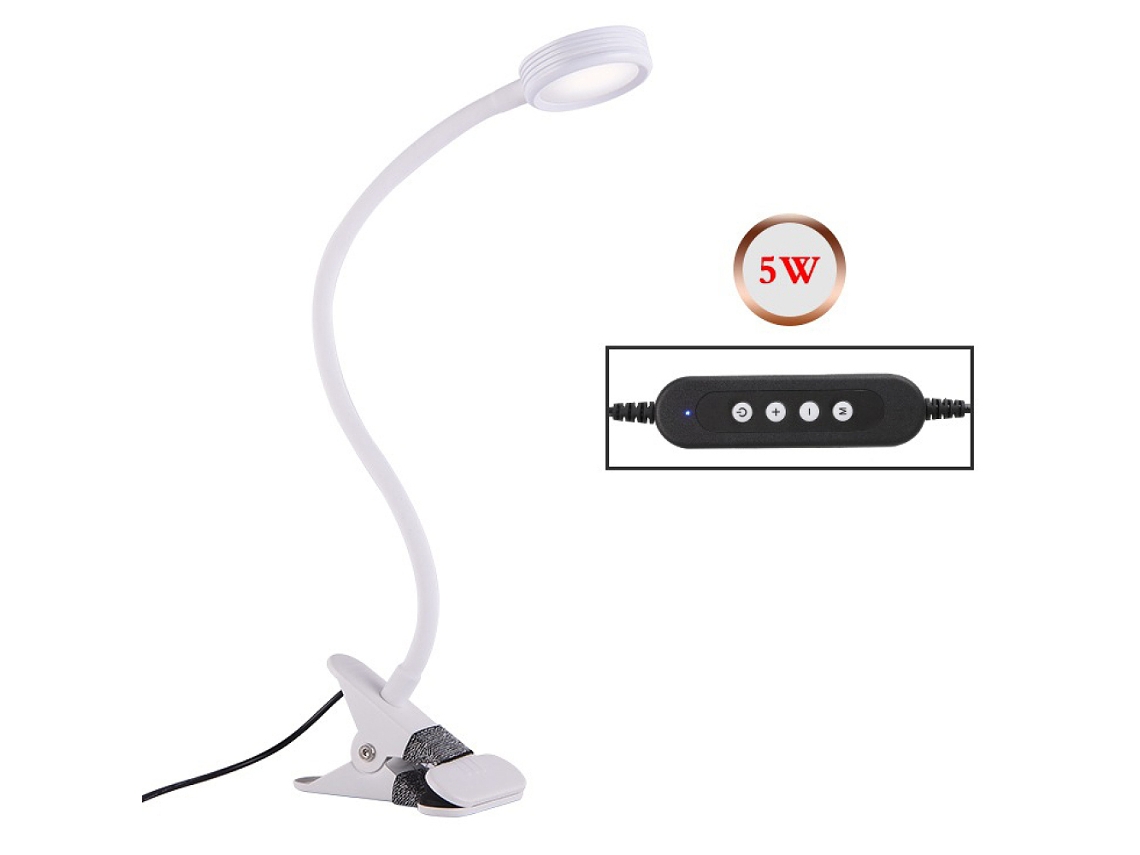 LED Schreibtischlampe Klemme Lesetisch Bett mit Adapter Helligkeitseinstellung Augenpflege für Büro und Zuhause 360° Flexibel UISAVE