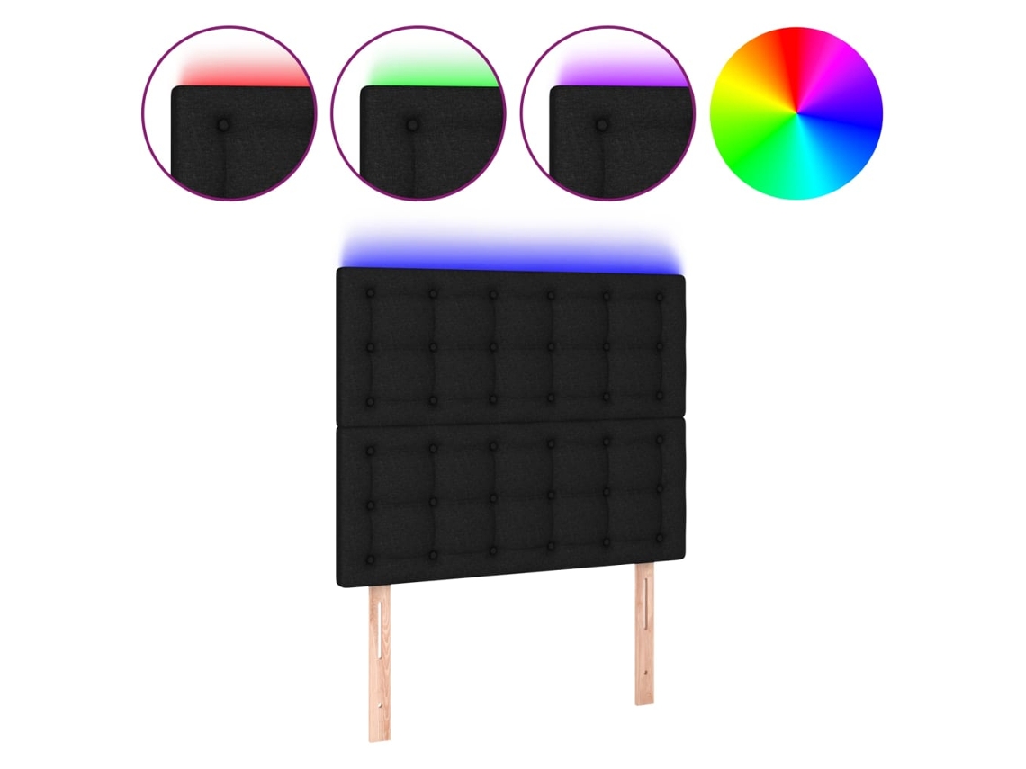 Cabecero con iluminación LED, tela, 80x5x118/128 cm, negro, MAISON EXCLUSIVE