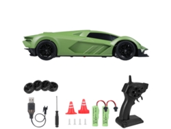 Coche Teledirigido 4x4 A Escala 1:20 De 2,4 Ghz Con Luces Led, Neumáticos Antideslizantes Y Batería Recargable Para Niños, Color Verde.