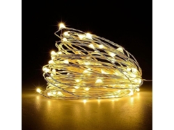 Guirnalda De Luces Led, 1 Unidad Con 5 M Y 50 Led De Luz Blanca Cálida, Funciona Con Pilas, Ideal Para Dormitorio, Fiestas Y Bodas.