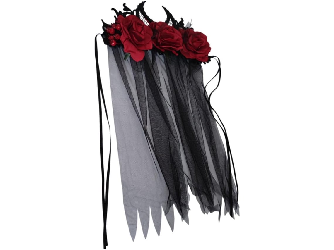 Corona Gótica Con Velo Floral: Elegante Accesorio De Halloween Para Cosplay Y Fiestas De Disfraces.