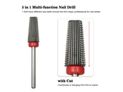 Broca De Unha Tapered 5 Em 1 Com Cutter De Milling Bidirecional 3/32 Para Remover Gel E Manicure - Acessório De Ferramenta Para Unhas