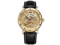 Reloj Mecánico Automático Para Hombre Forsining Con Correa De Cuero Sintético Y Diseño Calado, Resistente Al Agua.
