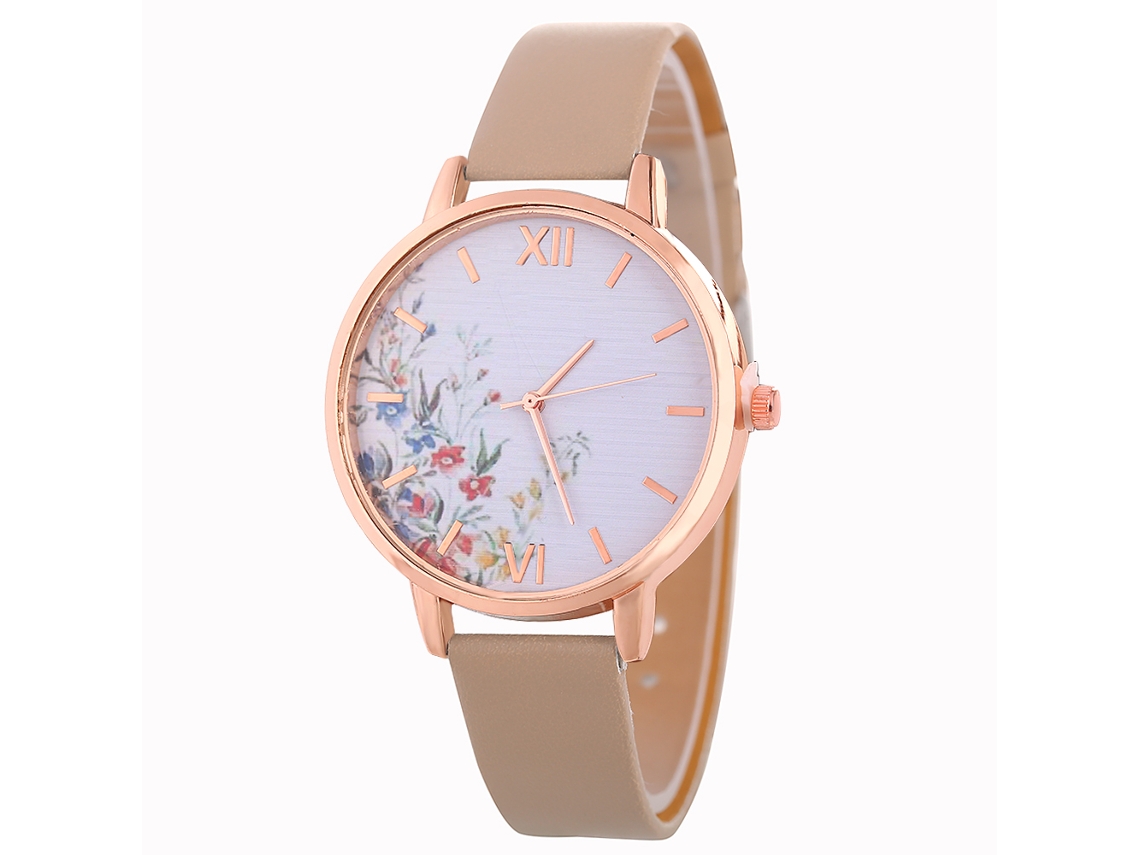 Reloj De Pulsera Analógico Con Correa De Pu, Unisex, Pantalla Redonda, Reloj De Cuarzo Informal (rosa)