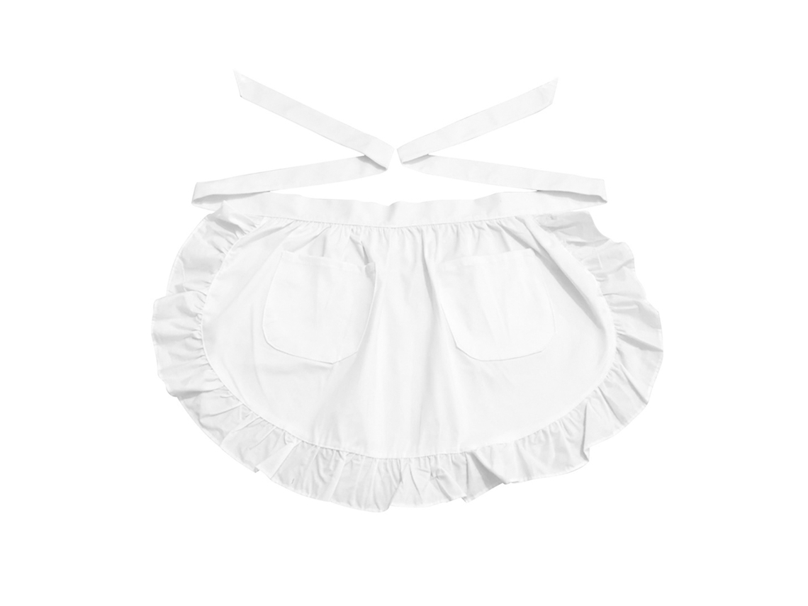 Delantal Corto Blanco Con 2 Bolsillos, Delantal De Cintura Con Volantes Para Mujer, Accesorio De Cocina Cocina Fatiota