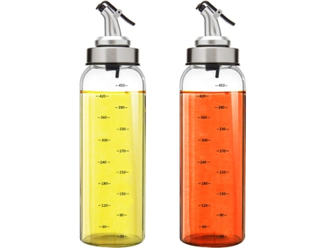 Paquete de 2 botellas dispensadoras de aceite de oliva dispensador de aceite y vinagre botella de vidrio para aderezo de ensalada (500ML) ZMDECQNA