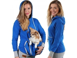 2026-sudadera Con Bolsillos Para Mascotas Perros Gatos Invierno Unisex Capacidad Grande Lino Polar Tallas S-xxl Azul Gris 2xl Azul