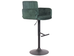 Taburete giratorio de bar en terciopelo verde y metal negro con reposabrazos, reposapiés y respaldo Tdb10650
