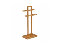 Relaxdays Toallero De Pie, Soporte Toallas Bambú, 2 Brazos, Tendedero Baño Madera, 88 X 35,5 X 23,5 Cm, Marrón Natural