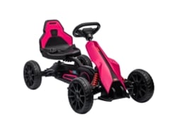 Kart de pedales rosa para niños con frenos