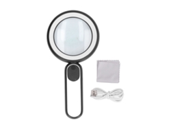 Lupa De Mano Con Lente Óptica 20x, 21 Luces Led, Carga Usb E Interruptor Táctil.