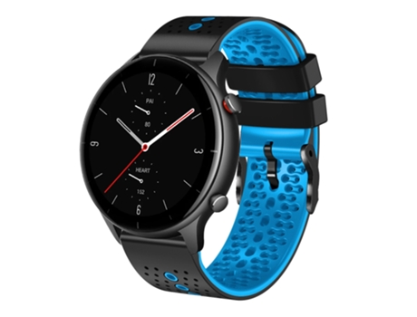Correa smartwatch para Amazfit GTR 2e 22mm silicona perforada bicolor (negro + azul)
