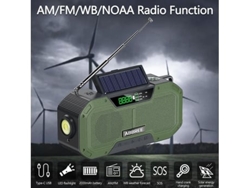 Radio de emergencia ecológica de 5000 mAh, solar, con manivela, portátil, AM/FM/NOAA SOS, linterna y luz de lectura, cargadores de teléfono Panoona.