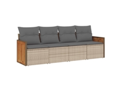 Conjunto de 4 sofás de jardín con cojines de mimbre beige MAISON EXCLUSIVE (4 piezas)