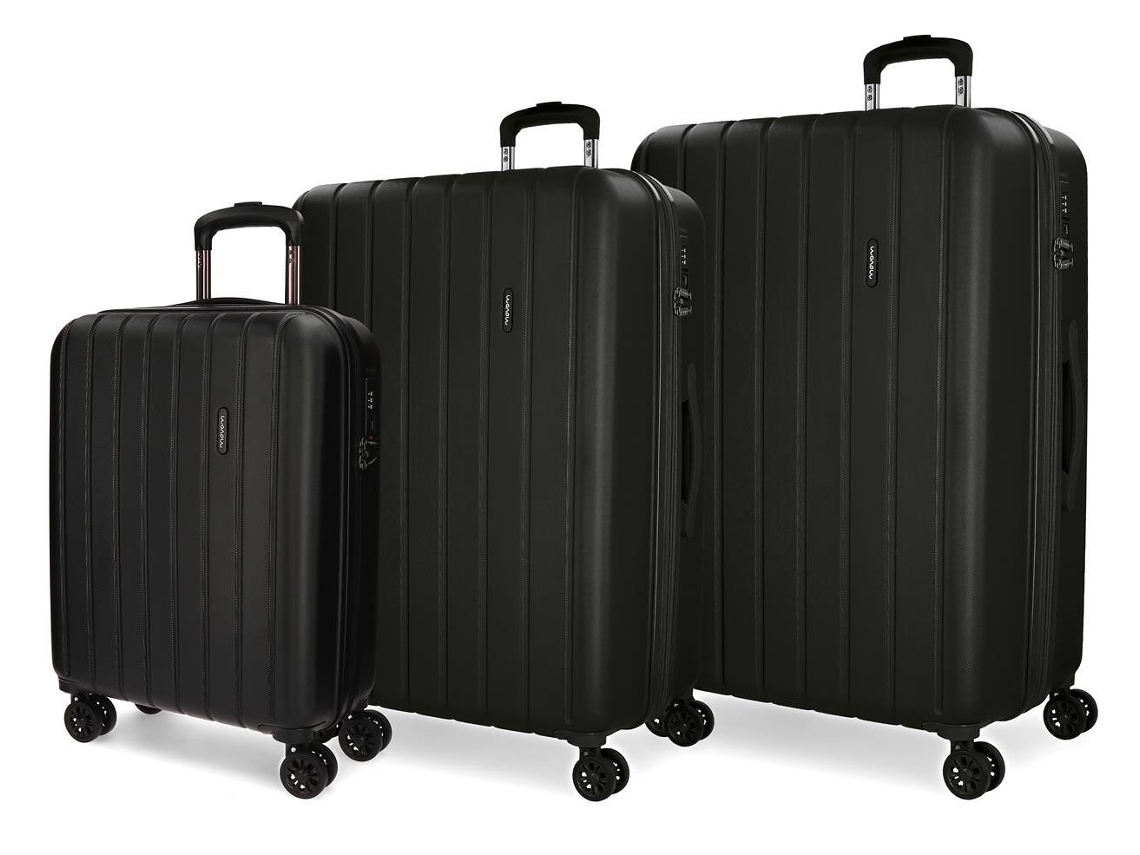 Conjunto de Maletas de Viaje MOVOM Wood Negro (32x80x52cm - 220 L)