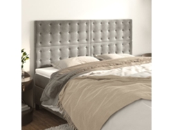 Cabeceros 4 Unidades De Terciopelo Gris Claro 90x5x78/88 Cm