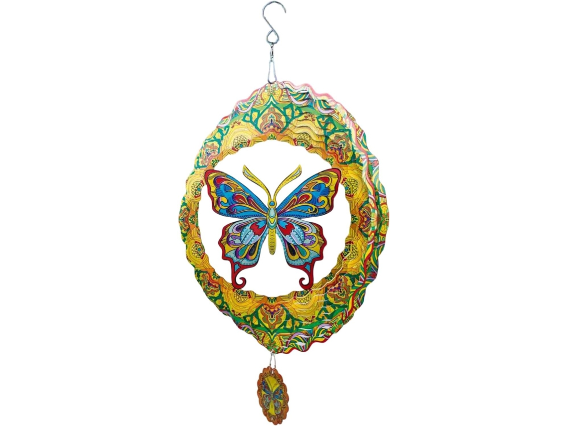 Campana De Viento Con Forma De Mariposa – Decoración Rústica De Metal Para Exteriores, Esculturas De Viento Colgantes –