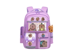 Mochila divertida con diseño de capibara para estudiantes, confeccionada en tela Oxford, práctica, ideal para el colegio, informal y para uso diario. Modelo 01.