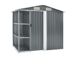 Caseta de jardín con estantes 205x130x183 cm Hierro gris LOVELY HOME