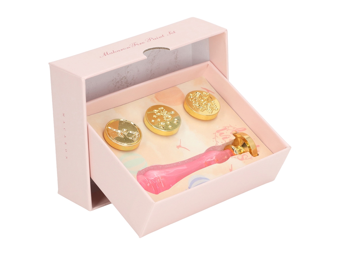 Kit De Sello De Cera Con 4 Cabezas Vintage Y Mango De Resina Para Invitaciones Rosa
