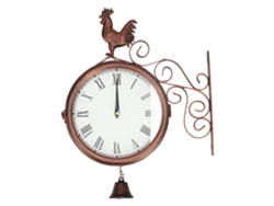 2026 Store-reloj De Pared De Hierro Forjado Gallo Doble Cara Latón Antiguo Redondo Con Números Romanos Para Hogar Jardín