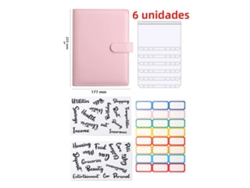 Carpeta de hojas sueltas A5 en piel sintética con ocho accesorios MDUG (rosa)
