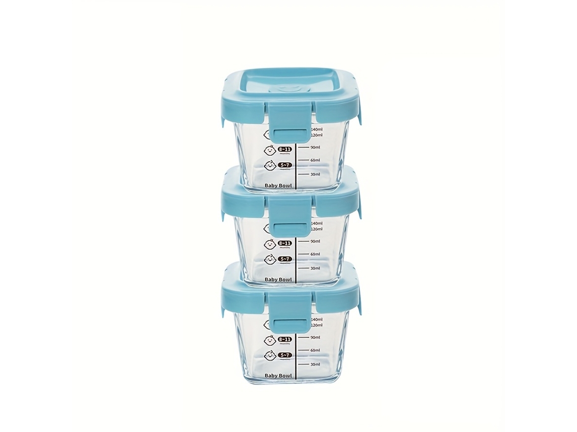 Juego de 3 recipientes de vidrio de borosilicato para almacenar alimentos, cierre hermético, resistentes al calor STELASPLEN
