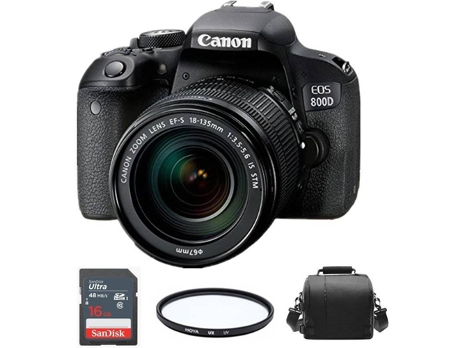 Kit Cámara Réflex CANON EOS 800D EF-S 18-135mm F3.5-5.6 IS STM + Bolsa + SD de 16 gb + Filtro Hoya UX UV 67mm