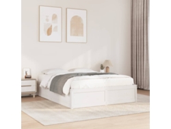 Estructura De Cama Sin Colchón Madera De Pino Blanca 140x190 Cm